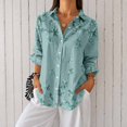 thumbnail image 1 of Women's Plus Size Subtle Floral Print Button Down Shirt, Long Sleeve Collared Casual Blouse, 1 of 5