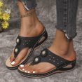 thumbnail image 1 of Women's Plus Size Summer Casual Solid Color Flip-flops Beach Wedge Toe Fish Mouth Sandals Sandals for Women Black 40, 1 of 8