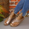 thumbnail image 1 of Women's Plus Size Summer Casual Solid Color Flip-flops Beach Wedge Toe Fish Mouth Sandals Sandals for Women Rose Gold 42, 1 of 4