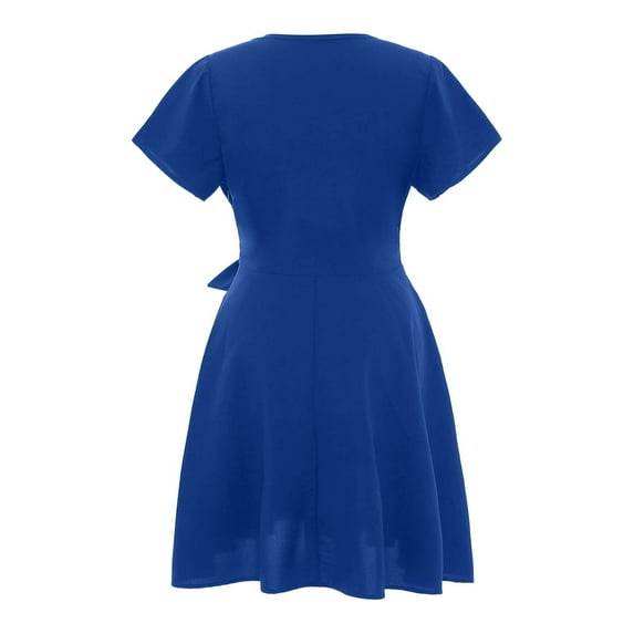 Women's Plus Size Summer Dresses Short Sleeve Wrap V Neck A Line Skater Mini Short Dress Womens Dresses Midi Length plus Size Summer Dresses 4x plus Party Dresses for Women Sweater Dress for Women