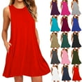 thumbnail image 1 of Women's Plus Size Summer Dresses for Women Beach Party Sundress Sleeveless Casual Loose Pockets Tank Dress Party Beach Dress, 1 of 5
