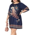 thumbnail image 1 of MLDRA Plus Size Summer Dress For Women Dress Peacock Print Stretchy Comfort Fit Crew Neck Casual, 1 of 6