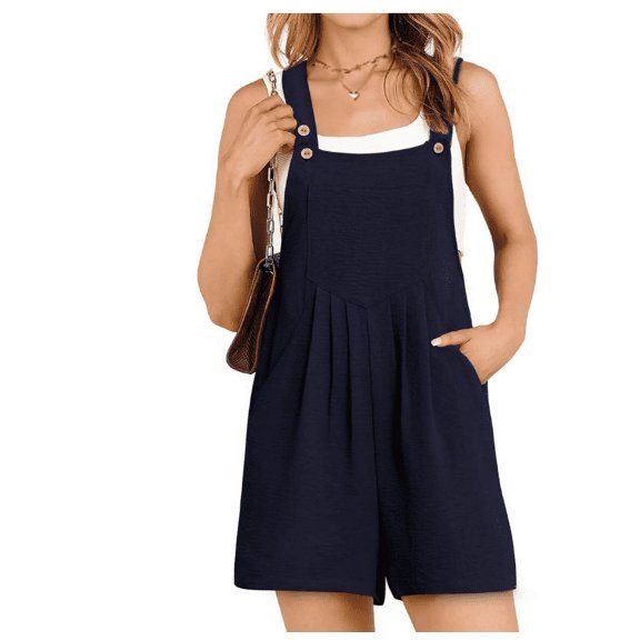 Women's Plus Size Summer Jumpsuits Short Overalls Casual Adjustable Strap Rompers Beach Sleeveless with Pockets Rompers