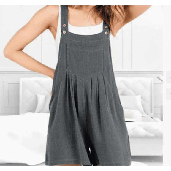 Women's Plus Size Summer Jumpsuits Short Overalls Casual Adjustable Strap Rompers Beach Sleeveless with Pockets Rompers