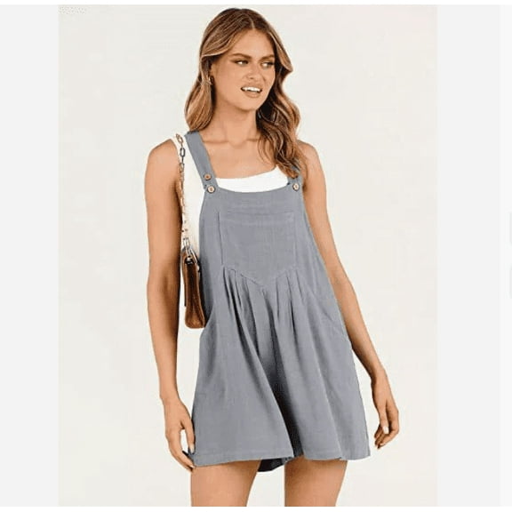 Women's Plus Size Summer Jumpsuits Short Overalls Casual Adjustable Strap Rompers Beach Sleeveless with Pockets Rompers