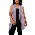thumbnail image 1 of Women's Plus Size Summer Open Front Hippie Crochet Bikini Cover Up Sleeveless Draped Shawl Cardigan Vest, Lavender, Large/X-Large, 1 of 4