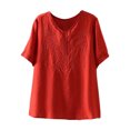 thumbnail image 1 of Women's Plus Size Summer Short Sleeve T Shirt Casual Top With Embroidery, 1 of 2