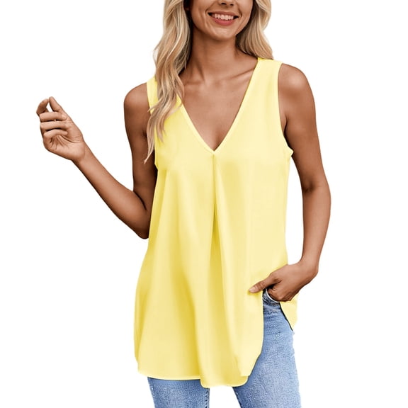 Women's Plus Size Summer V Neck Sleeveless Blouse Loose Fit Casual Top Breathable Comfortable Daily Wear Tunic Shirt