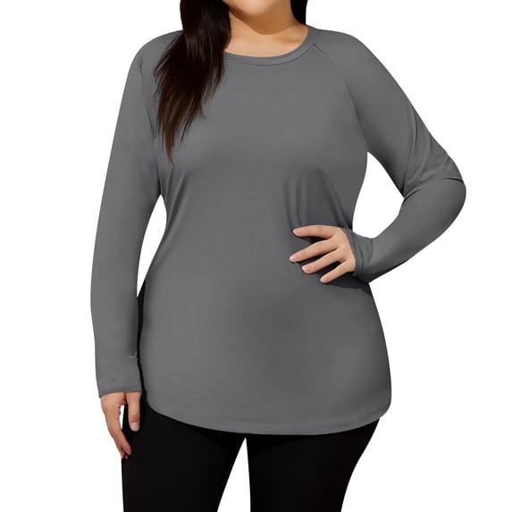 Women's Plus Size Sun Shirts UPF 50+ UV Protection Long Sleeve Rash Guard Quick Dry Workout Hiking Fishing Swim Shirt Gray 2XL
