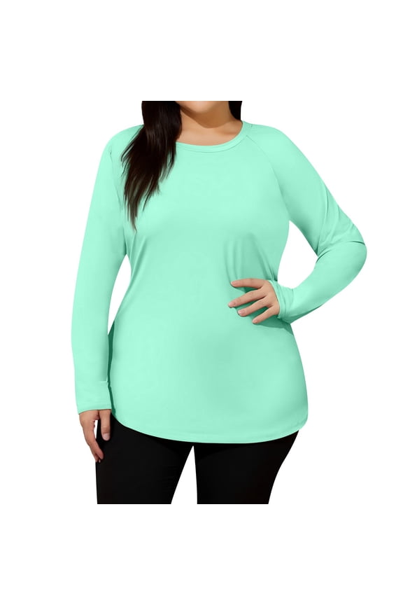 Women's Plus Size Sun Shirts UPF 50+ UV Protection Long Sleeve Rash Guard Quick Dry Workout Hiking Fishing Swim Shirt Green 3XL