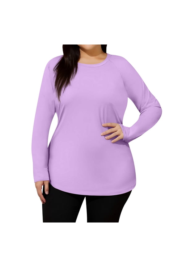 Women's Plus Size Sun Shirts UPF 50+ UV Protection Long Sleeve Rash Guard Quick Dry Workout Hiking Fishing Swim Shirt Purple 4XL