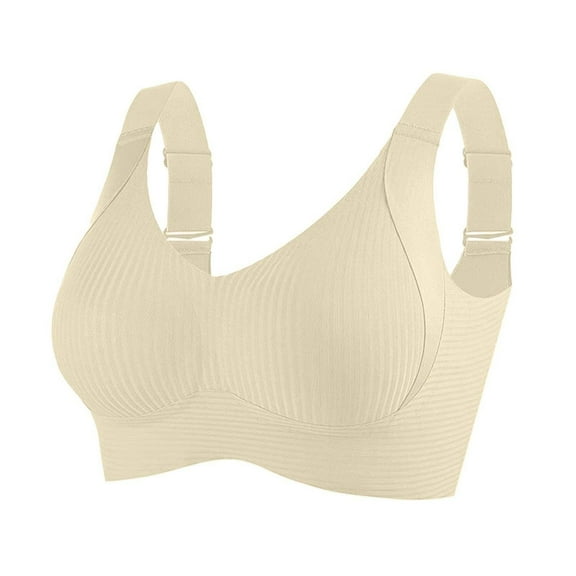 Women's Plus Size Support Bra – Adjustable Straps, Anti-Dropping, Full Coverage, Beige XXL