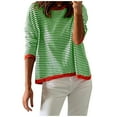 thumbnail image 1 of Women's Plus Size Sweater Color Block Plaid Knit Pullover Long Sleeve Jumper Fall Crewneck Loose Sweatshirt (M, Green), 1 of 4