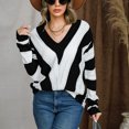 thumbnail image 1 of Women's Plus Size Sweater Plaid Knit Pullover Long Sleeve Loose Patchwork Jumper Fall Ladies V Neck Tops (S, Black), 1 of 6