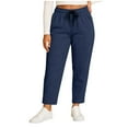 thumbnail image 1 of Women's Plus Size Sweatpants Corduroy Casual Drawstring Elastic Waist Pants Ankle Length Trousers with Pockets (2XL, Blue), 1 of 8