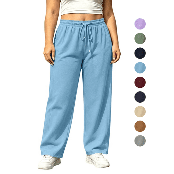 Women's Plus Size Sweatpants Drawstring Elastic Waist Straight Leg Trousers with Pockets Lounge Athletic Workout Jogger Pants,Sizes L-4XL