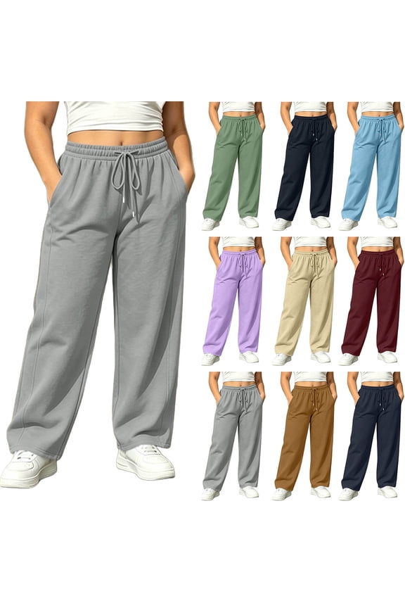 Women's Plus Size Sweatpants, Elastic Waist Drawstring Casual Pants with Side Pockets, Home Gym Outdoor Casual Wear | VerBelle,Black 3XL