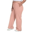 thumbnail image 1 of Women's Plus Size Sweatpants Solid Drawstring Elastic Waist Wide Leg Pants with Pockets Pink 5XL, 1 of 8