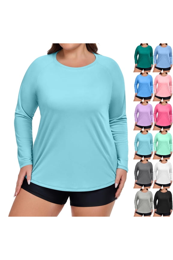 Women's Plus Size Swim Shirt Long Sleeve Rash Guard UV Protection Sun Shirts UPF 50+ Quick Dry Hiking Fishing Tops Purple 5XL