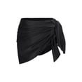 thumbnail image 1 of Women's Plus Size Swim Skirt Side Split Swimsuit Bottoms, Black Size S-4XL, 1 of 5