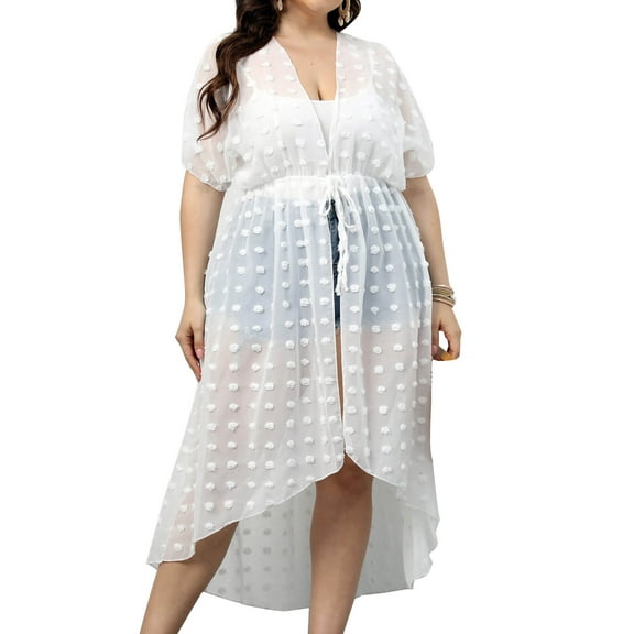 Women's Plus Size Swimsuit Wrap Cover Up Mesh Sheer Beach Bikini Cover ups Beachwear Swimwear Alsol Lamesa