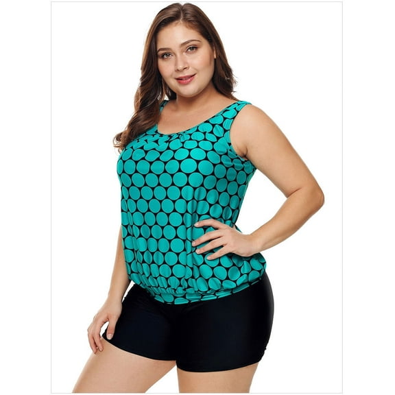Women's Plus Size Swimwear Tankini Swimdress Two Piece Bathing Suit Tummy Control Swimsuit，Green
