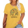 thumbnail image 1 of Women's Plus Size T-Shirt Kindness Flowers Printed Summer Casual Cute Short Sleeve Tees Tops, 1 of 5
