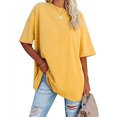 thumbnail image 1 of Women's Plus Size T Shirts Oversized Casual Tees Short Sleeves Loose Fit Breathable Solid Color Crew Neck Blouses Fashion Basic Tees, 1 of 3