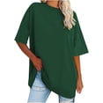 thumbnail image 1 of Women's Plus Size T Shirts Oversized Casual Tees Short Sleeves Loose Fit Breathable Solid Color Crew Neck Blouses Fashion Basic Tees, 1 of 4