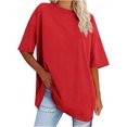 thumbnail image 1 of Women's Plus Size T Shirts Oversized Casual Tees Short Sleeves Loose Fit Breathable Solid Color Crew Neck Blouses Fashion Basic Tees, 1 of 4