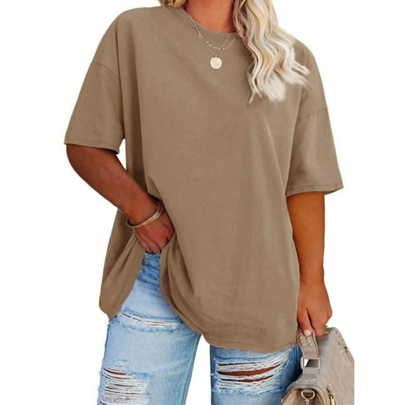 Women's Plus Size T Shirts Oversized Tees Summer Half Sleeve Crew Neck Tunic Tops