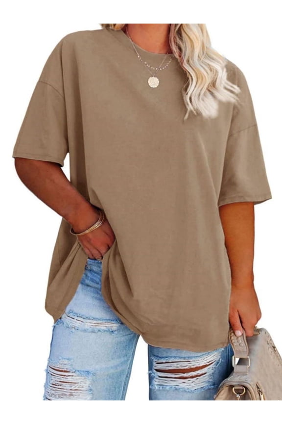Women's Plus Size T Shirts Oversized Tees Summer Half Sleeve Crew Neck Tunic Tops