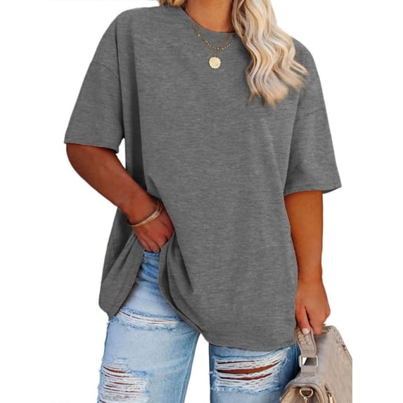 Women's Plus Size T Shirts Oversized Tees Summer Half Sleeve Crew Neck Tunic Tops
