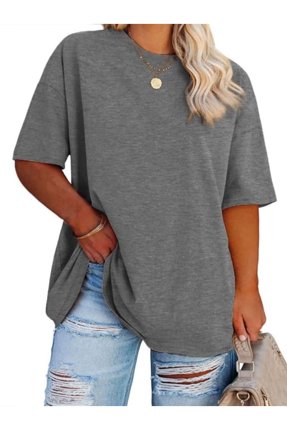 Women's Plus Size T Shirts Oversized Tees Summer Half Sleeve Crew Neck Tunic Tops