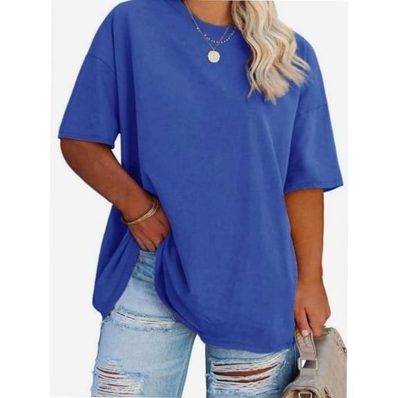 Women's Plus Size T Shirts Oversized Tees Summer Half Sleeve Crew Neck Tunic Tops