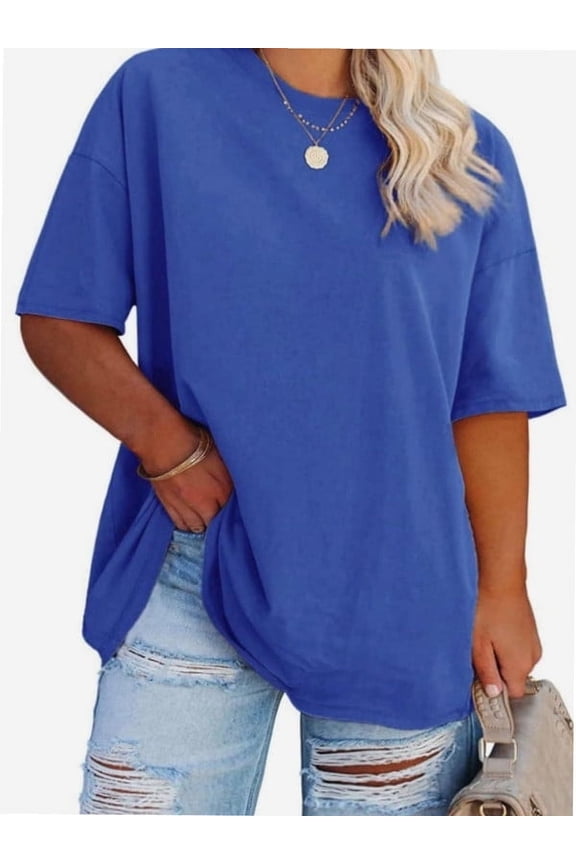 Women's Plus Size T Shirts Oversized Tees Summer Half Sleeve Crew Neck Tunic Tops