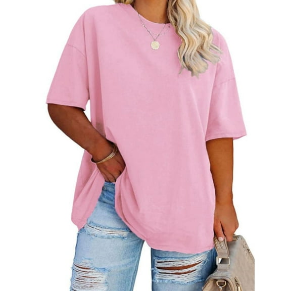 Women's Plus Size T Shirts Oversized Tees Summer Half Sleeve Crew Neck Tunic Tops