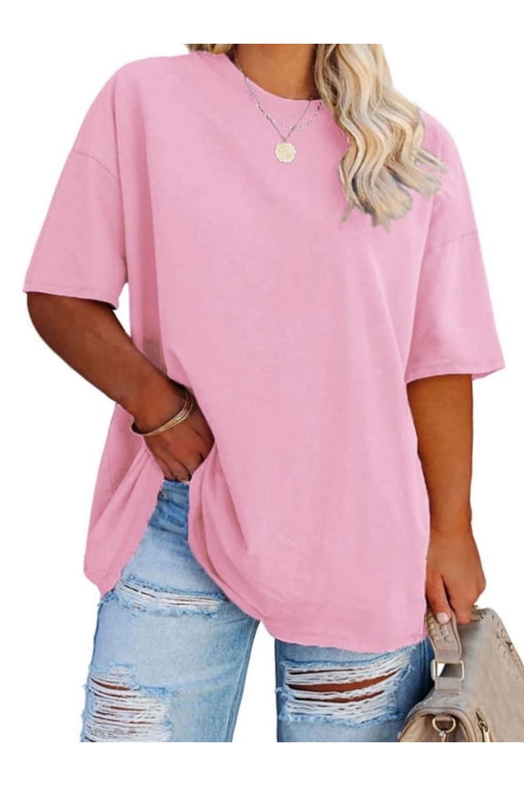 Women's Plus Size T Shirts Oversized Tees Summer Half Sleeve Crew Neck Tunic Tops