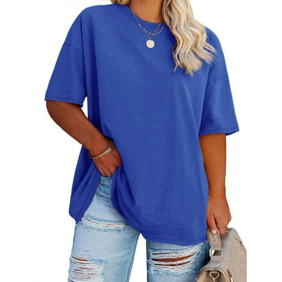 Women's Plus Size T Shirts Oversized Tees Summer Half Sleeve Crew Neck Tunic Tops