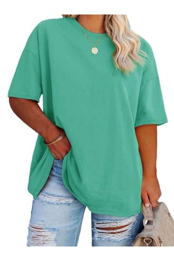 Women's Plus Size T Shirts Oversized Tees Summer Half Sleeve Crew Neck Tunic Tops