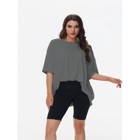 Women's Plus Size T Shirts Oversized Tees Summer Half Sleeve Crew Neck Tunic Tops