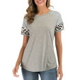 thumbnail image 1 of Women's Plus Size T shirts Round Neck Blouses T-Shirts for Women Long/Short Sleeve Shirt Loose Tops Casual Casual Twist Tops Blouse for Womens S-XXL, 1 of 8