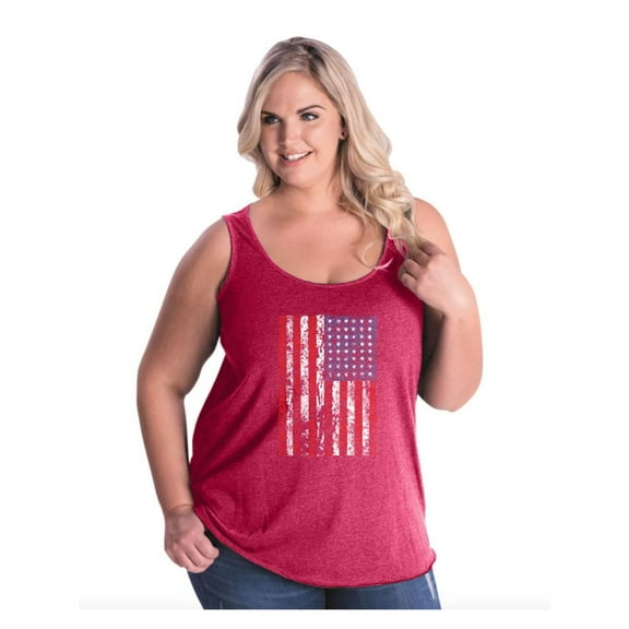 Women's Plus Size Tank Top - American Flag 4th of July