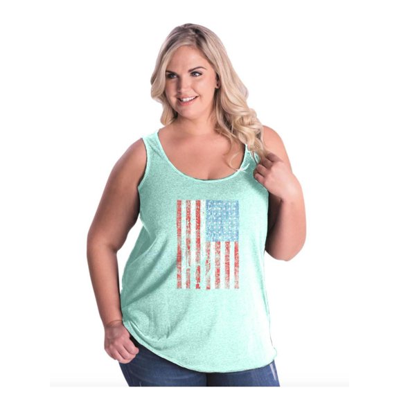 IWPF - Women's Plus Size Tank Top - American Flag 4th of July