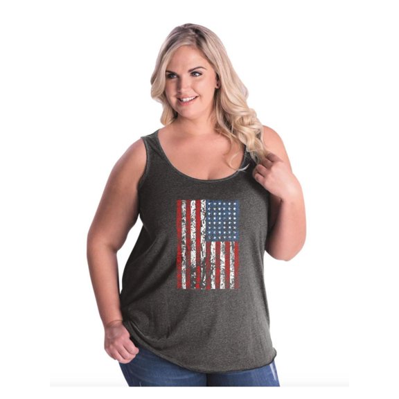 Women's Plus Size Tank Top - American Flag 4th of July