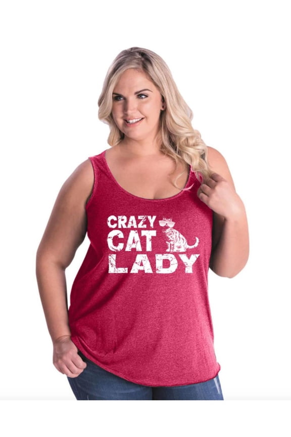Women's Plus Size Tank Top - Crazy Cat Lady