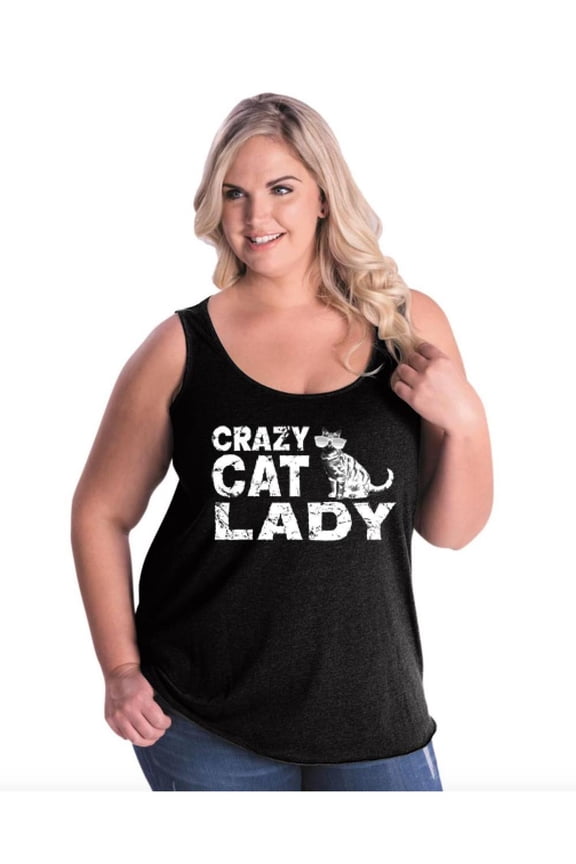 Women's Plus Size Tank Top - Crazy Cat Lady