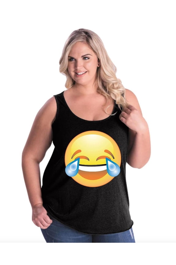 Women's Plus Size Tank Top - Emoji Laughing Tears