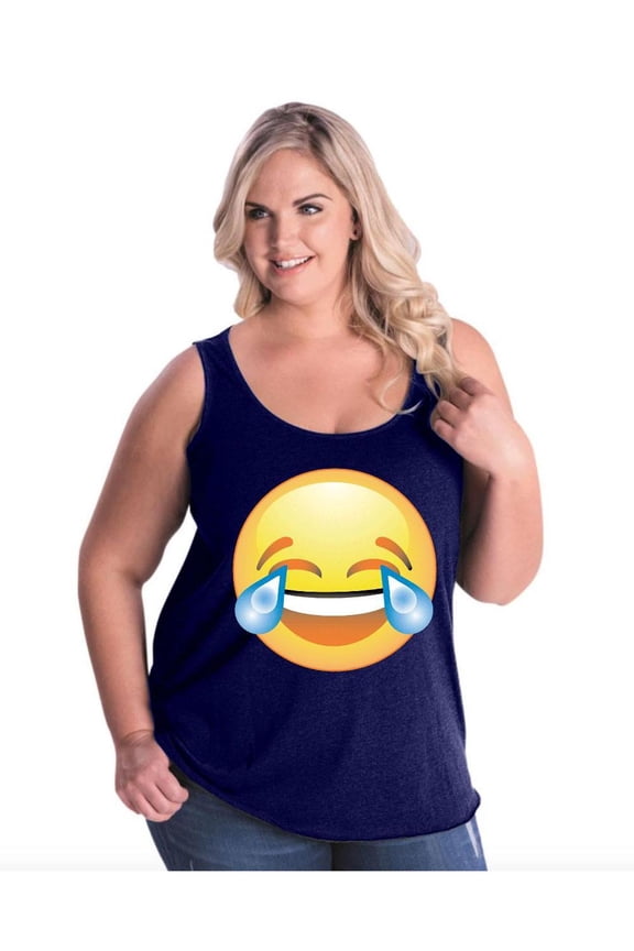 Women's Plus Size Tank Top - Emoji Laughing Tears