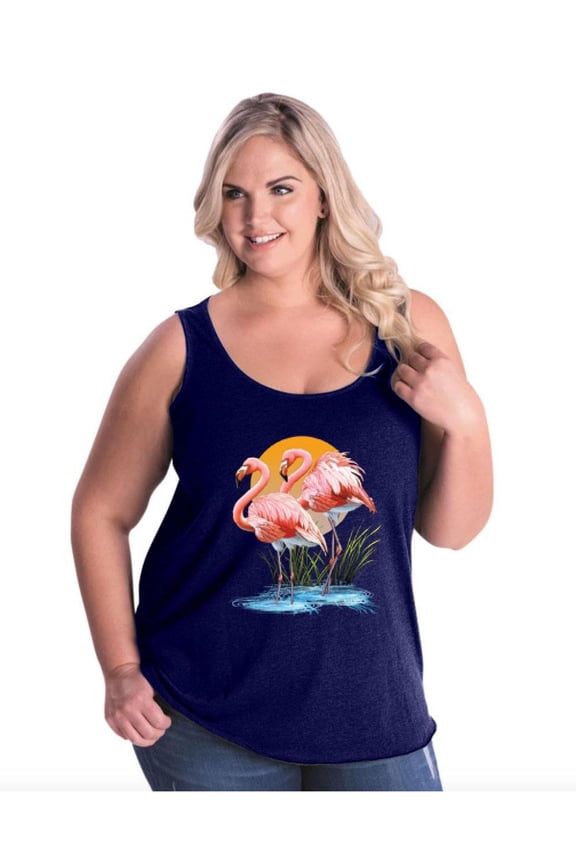 Women's Plus Size Tank Top - Flamingo